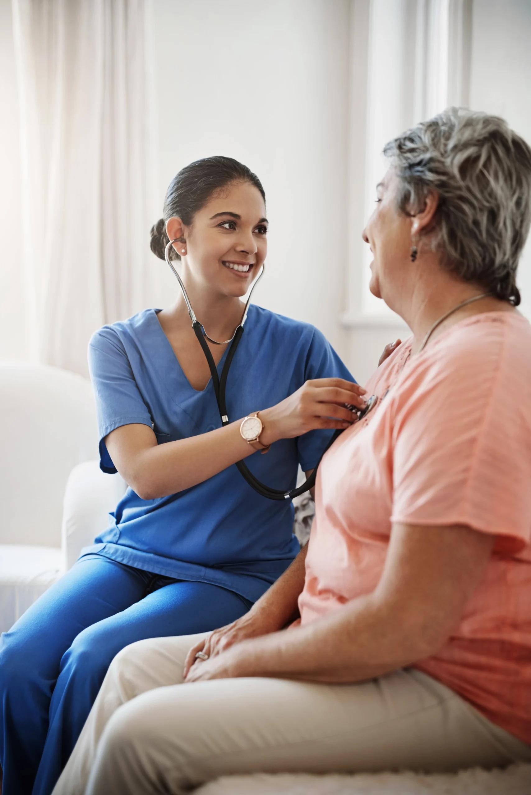 Home Care El Cajon CA hispanic nurse with stethoscope