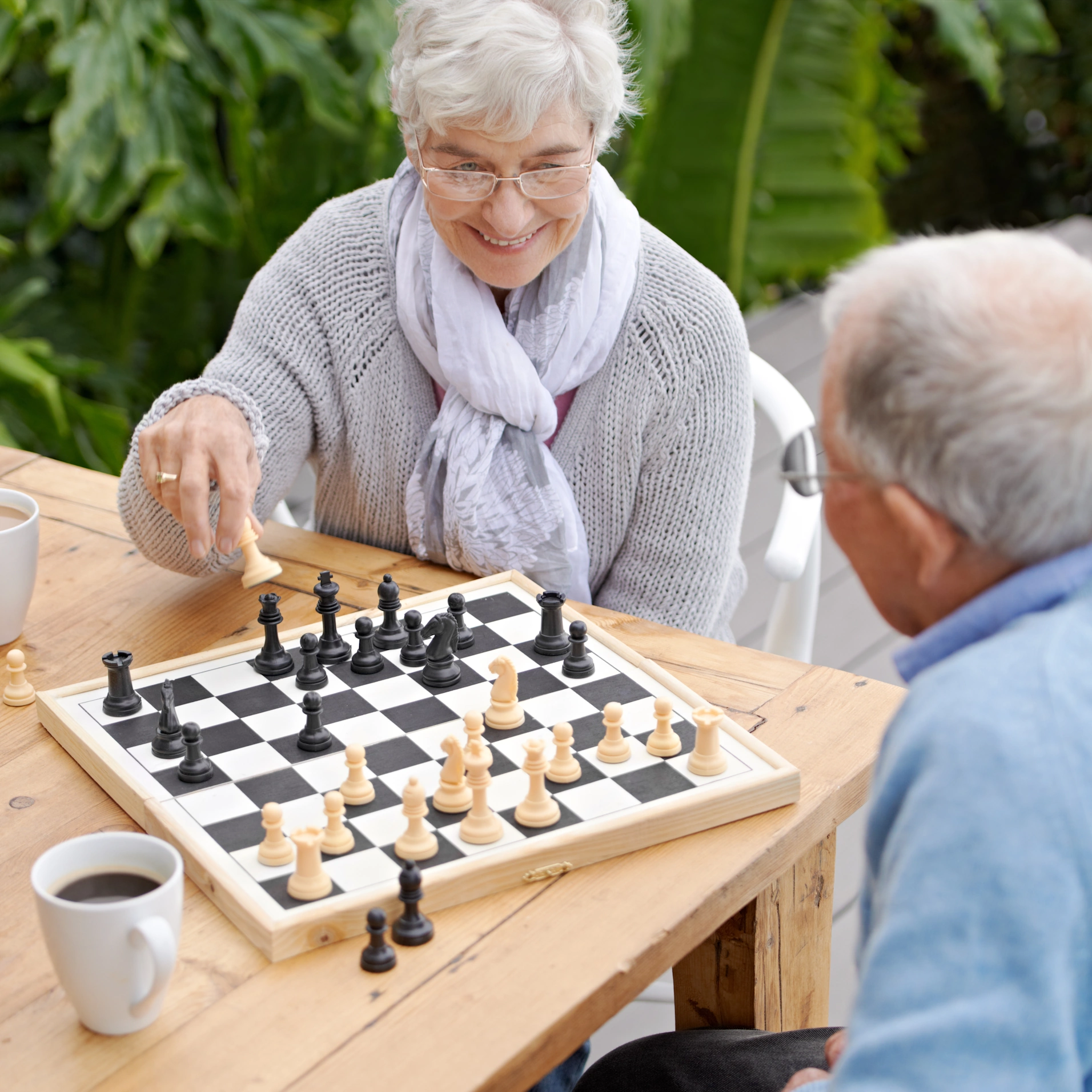 La Presa CA Home Care elderly women playing chess