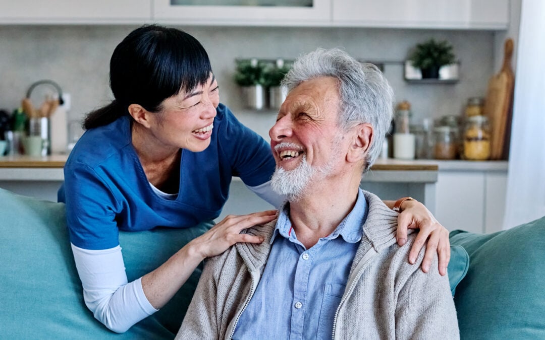 Senior care Culver City, CA caregiver providing companionship, personal care, memory support, and daily home help for an older adult